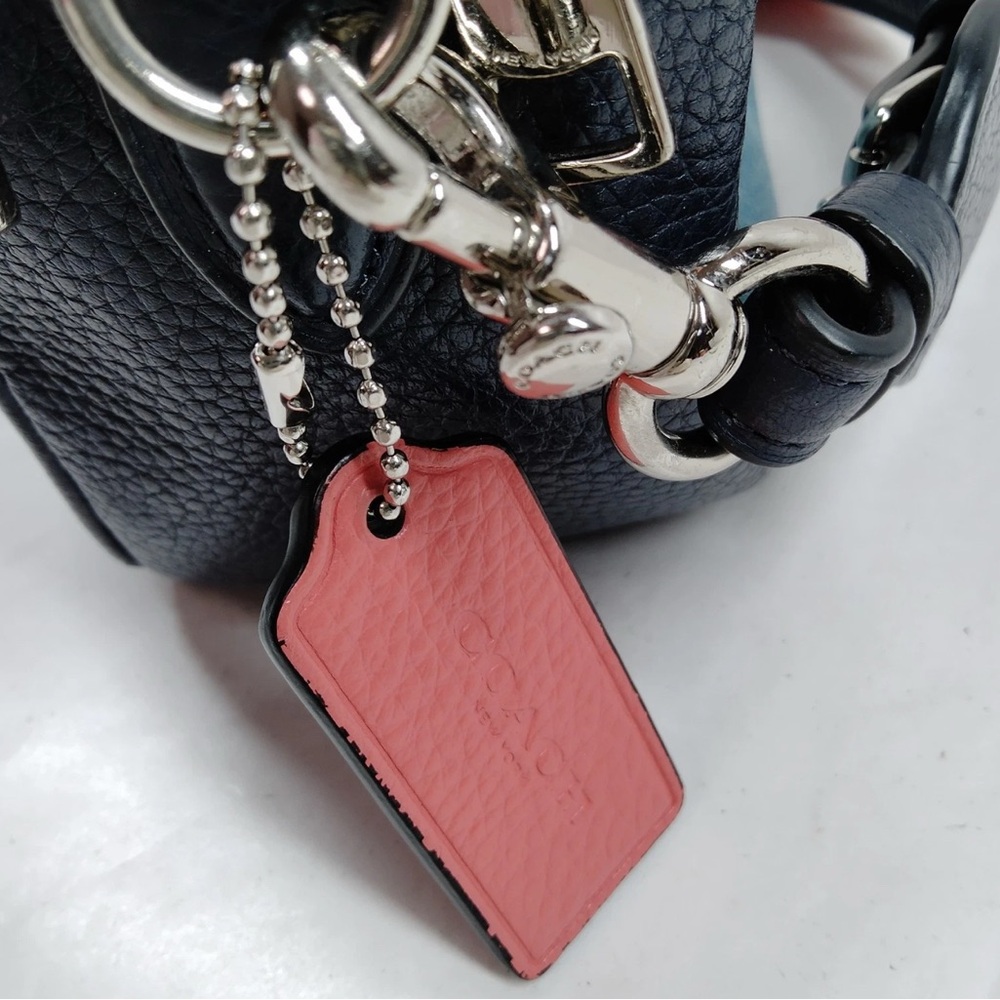 Authentic Coach Blue Denim crossbody Bag with Coral Strap - Picture 12 of 17